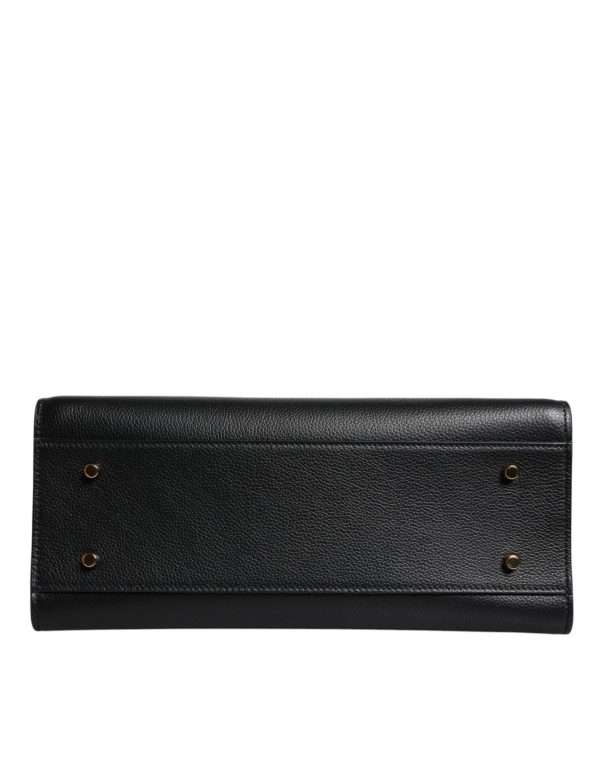 Black Large Leather Top Handle Shoulder Crossbody Bag - Image 7