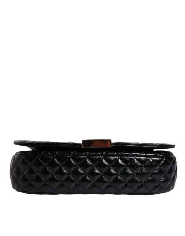 Black Calf Leather Quilted Shoulder Strap Bag - Image 5
