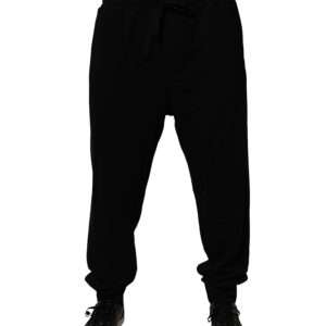 Black Cotton Crown Logo Jogger Pants