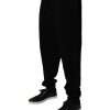 Black Cotton Crown Logo Jogger Pants - Image 3