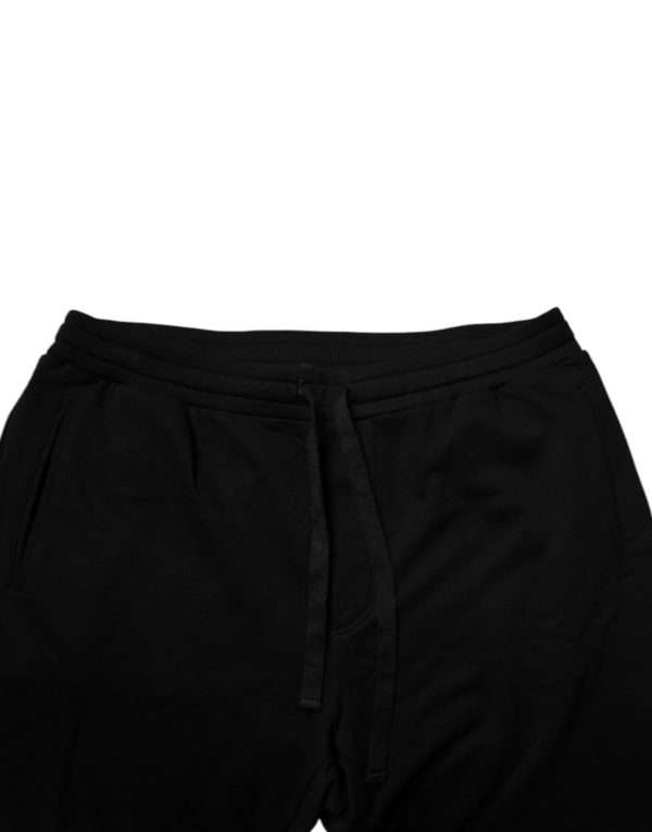 Black Cotton Crown Logo Jogger Pants - Image 5