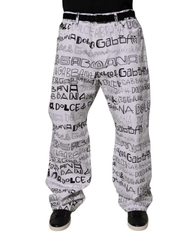 White Logo Print Straight Men Denim Jeans - Image 2