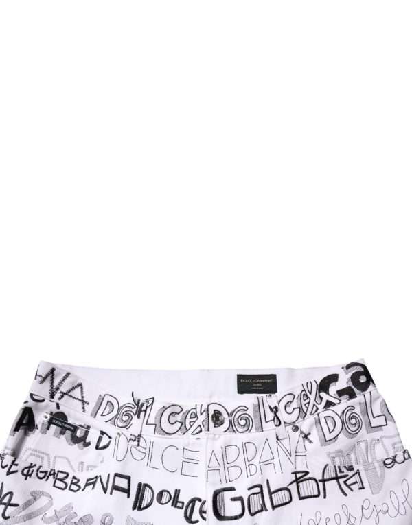 White Logo Print Straight Men Denim Jeans - Image 5