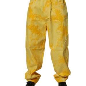 Yellow Tie Dye Cotton Straight Denim Jeans