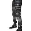 Dark Gray Tattered Cotton Skinny Denim Jeans - Image 3