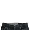 Dark Gray Tattered Cotton Skinny Denim Jeans - Image 5