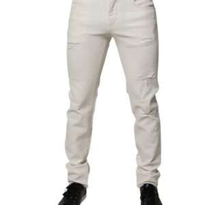 Off White Cotton Stretch Skinny Denim Jeans