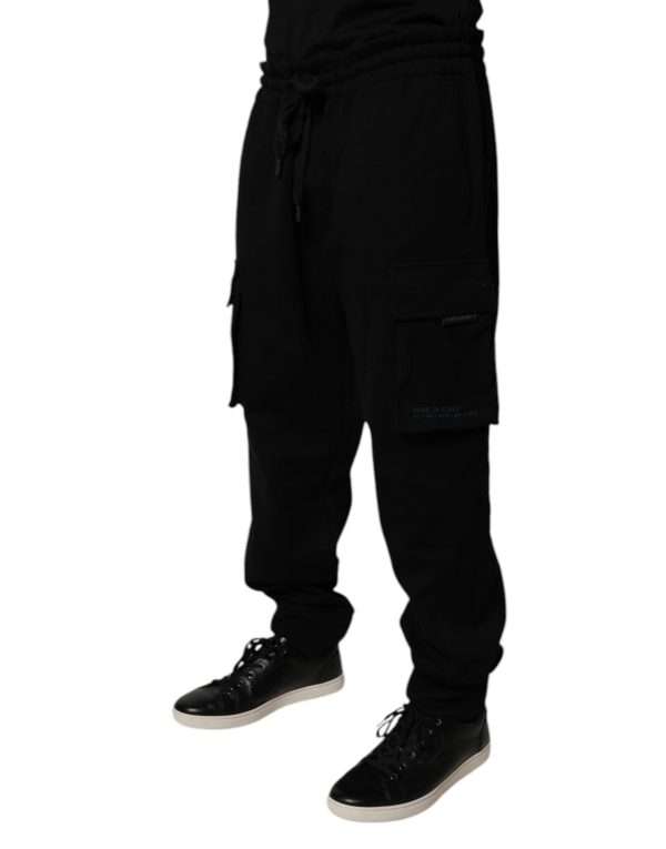 Black Cotton Jogger Cargo Sweatpants Pants - Image 3