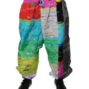 Multicolor Patchwork Mid Waist Sweatpants Pants