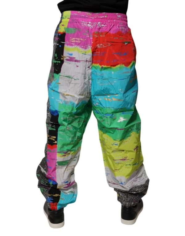 Multicolor Patchwork Mid Waist Sweatpants Pants - Image 4