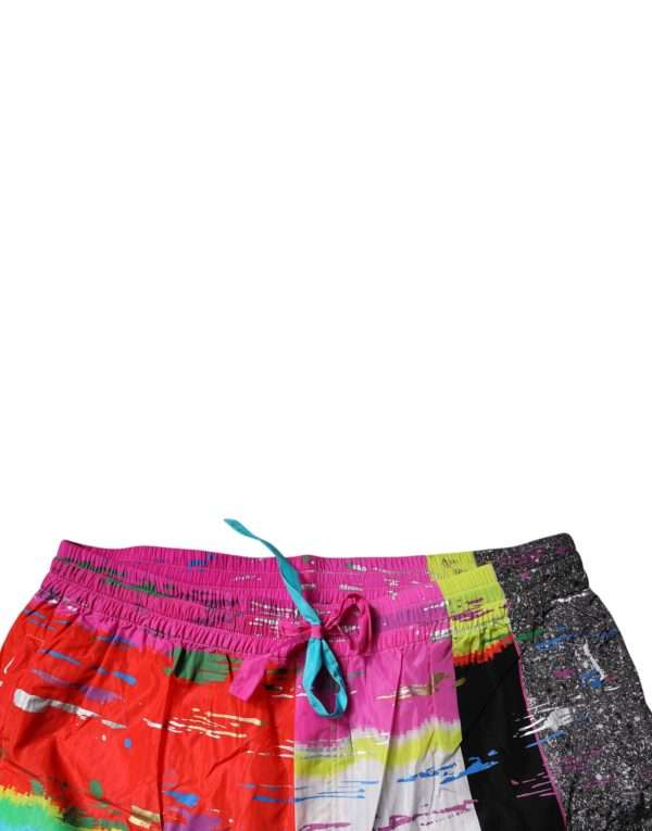 Multicolor Patchwork Mid Waist Sweatpants Pants - Image 5
