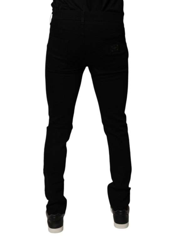 Black Sacred Heart Cotton Skinny Denim Jeans - Image 4