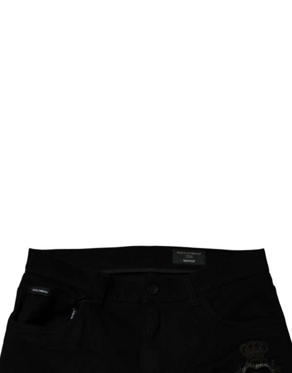Black Sacred Heart Cotton Skinny Denim Jeans - Image 5