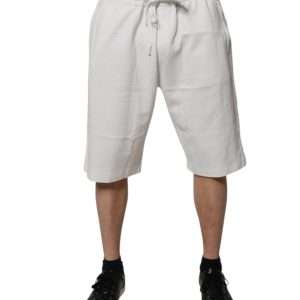 White Cotton Sweatshorts Men Bermuda Shorts
