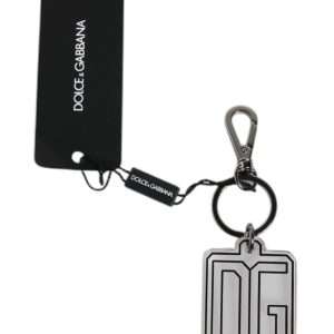 Gray Black DG Rubber Logo Silver Men's Keychain Keyring