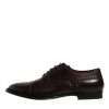 Maroon Calfskin Leather Derby Men Dress Shoes - Image 6