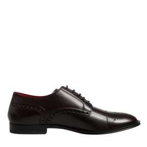 Maroon Calfskin Leather Derby Men Dress Shoes