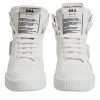 White Leather High Top Sneakers Shoes - Image 2