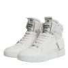 White Leather High Top Sneakers Shoes - Image 4
