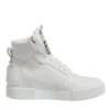 White Leather High Top Sneakers Shoes - Image 7
