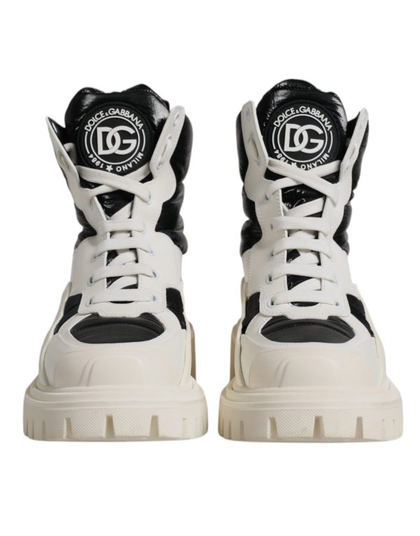 White Padded Mid Calf Lace Up Boots Shoes - Image 2