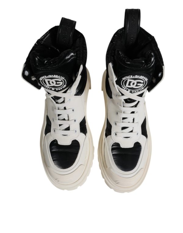 White Padded Mid Calf Lace Up Boots Shoes - Image 3