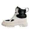 White Padded Mid Calf Lace Up Boots Shoes - Image 6