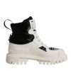 White Padded Mid Calf Lace Up Boots Shoes - Image 7