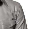 Metallic Gray Cotton Button Down Shirt - Image 5