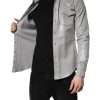 Metallic Gray Cotton Button Down Shirt - Image 6