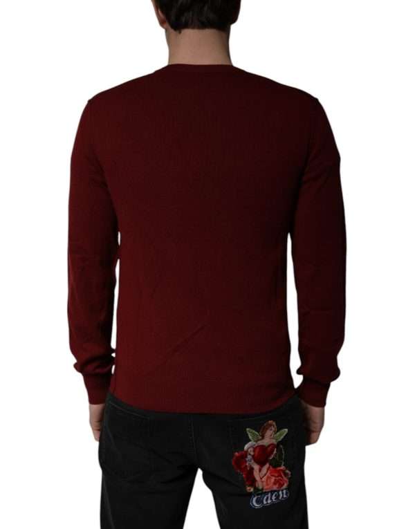 Maroon Cashmere V-neck Men Pullover Sweater - Image 4
