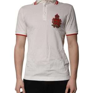White Cotton Logo Collared Polo Men T-shirt