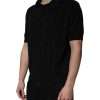 Black Silk Collared Polo T-shirt - Image 3