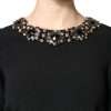 Black Crystal Embellished Round Neck Mini Dress - Image 5