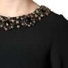 Black Crystal Embellished Round Neck Mini Dress - Image 6