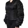 Black Nylon Full Zip Bustier Corset Jacket - Image 3