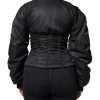 Black Nylon Full Zip Bustier Corset Jacket - Image 4
