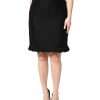 Black Wool Fringe High Waist Pencil Mini Skirt - Image 2