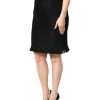 Black Wool Fringe High Waist Pencil Mini Skirt - Image 3