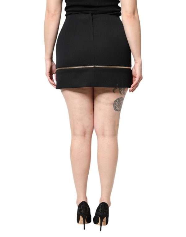 Black Virgin Wool High Waisted Mini Skirt - Image 4