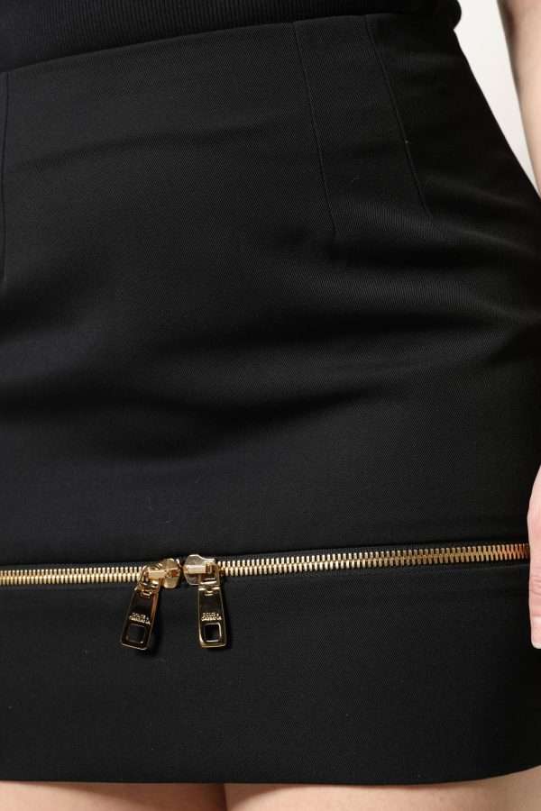 Black Virgin Wool High Waisted Mini Skirt - Image 5