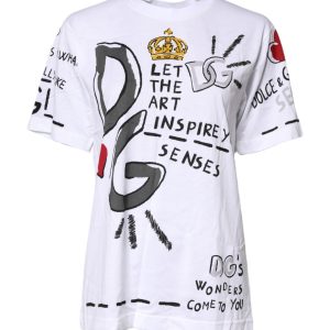 White Short-Sleeved Printed Jersey T-shirt