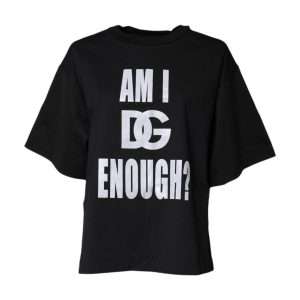 Black Printed Cotton Crew Neck Tee T-shirt