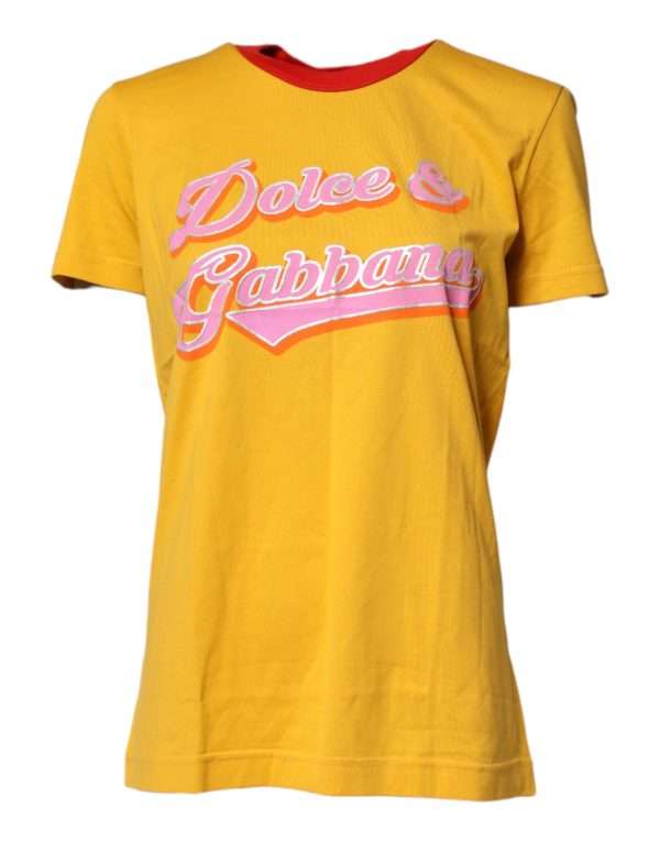 Yellow Printed Cotton Short Sleeves T-shirt - Image 2