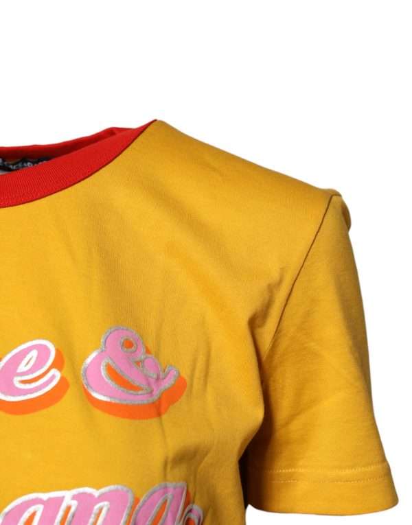 Yellow Printed Cotton Short Sleeves T-shirt - Image 3