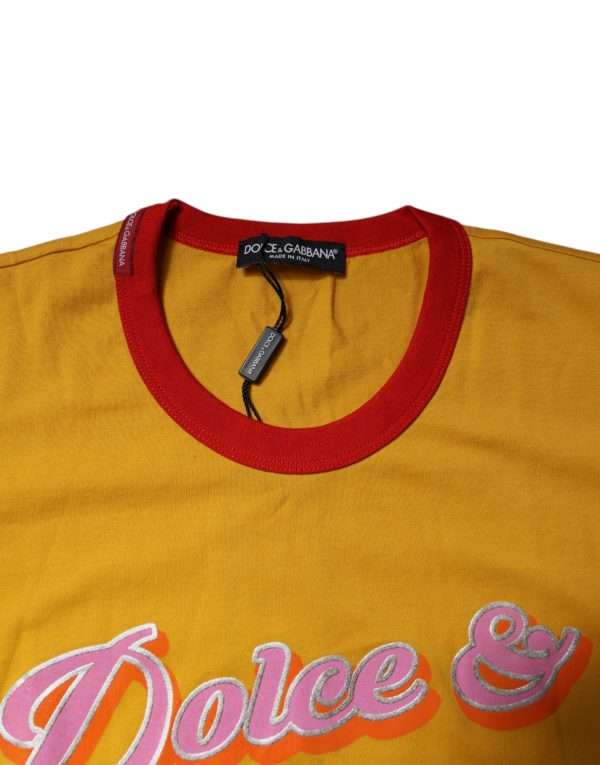 Yellow Printed Cotton Short Sleeves T-shirt - Image 5