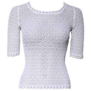 White Viscose Short Sleeve Crochet Top