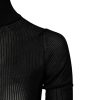 Black Knit Long Sleeves Turtleneck Slim Top - Image 3