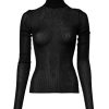 Black Knit Long Sleeves Turtleneck Slim Top - Image 2