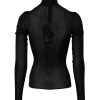 Black Knit Long Sleeves Turtleneck Slim Top - Image 4